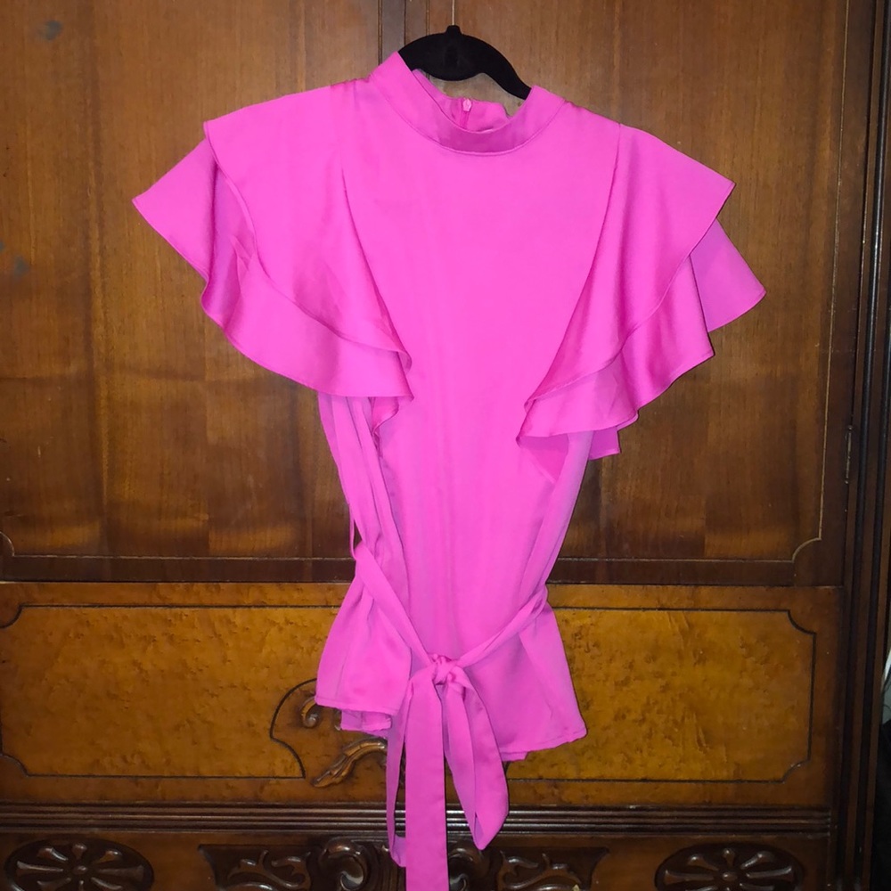 Hot Pink Short Sleeved Blouse